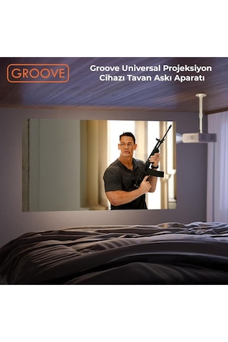 Vankyo Groove 30-60cm Alüminyum Projeksiyon Cihazı Tavan Askı Aparatı Duvar Bağlantı Aparatı Universal Projector Beyaz 360 Dönebilen Tripod Yuvalı