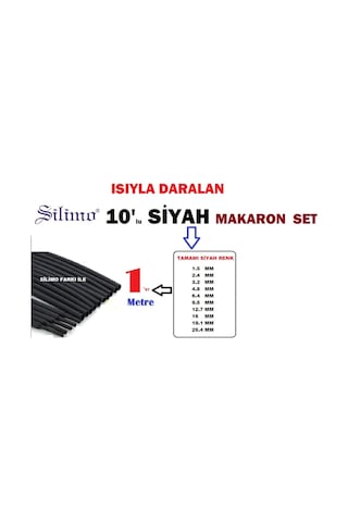 Isı Ile Daralan Makaron 10 Lu Set (Hepsinden 1'Er Metre) Tamir Ka