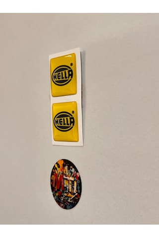 Hella Damla Etiket Sarı Plaka Pulu Sticker Kabartmalı 3d Silikon Arma Etiketçilere Özel 2adet 3x3cm Sarı