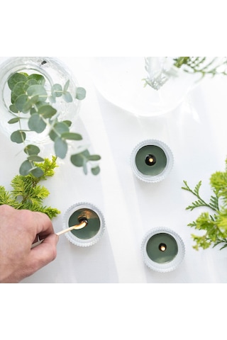 Kokulu Tealight Mum, Koyu Yeşil, 3.5 Saat, 30 Adet, Çam Ve Yosunun Acı Kahverengi