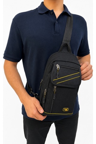 Sanmorris Seventeen Unisex Büyük Boy Hafif Ve Dayanıklı Çapraz Askılı Body Bag Siyah-sarı