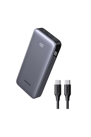 Ugreen Nexode 20.000 Mah 30w Hızlı Şarj Powerbank, Usb-c Kablo Dahil, 2xusb-c, 1xusb-a, 55989b Gri