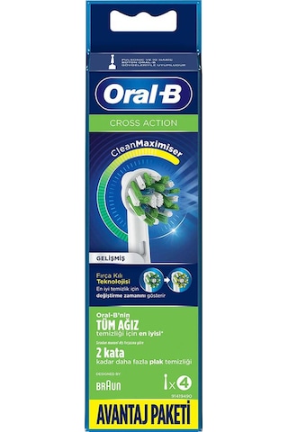 Oral-B Cross Action Clean&Maximiser Şarjlı Diş Fırçası Yedek Başlığı 4'lü