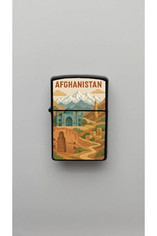 Afghanistan Afganistan - Paper-cut Style - Benzinli Siyah Çakmak Magnet Hediyeli Siyah