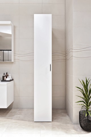 Ases Mobilya Esl0210 Dar Alanlar İçin Çok Amaçlı Banyo-hol-mutfak Dolabı Bol Raflı Beyaz Beyaz