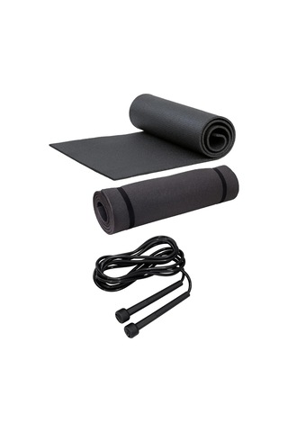 Buffer Pilates Yoga Matı 7 Mm Ve Atlama İpi Pilates Egzersiz Seti Evde Spor Seti, Tek Ebat, Dop9713860ffer, Siyah Çok Renkli