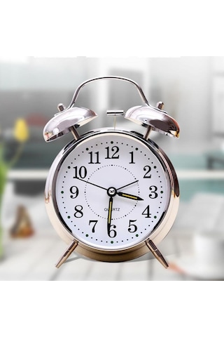 Valkyrie Akar Saniyeli Nostaljik Büyük Boy Masa Çalar Saat Yüksek Alarm Sesi 16,5cm Hediyelik Işıklı Parlak Akrep Yelkovan