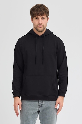 Erkek Siyah Standart Fit Normal Kesim Içi Polarlı 3 Iplik Kapüşonlu Pamuklu Sweatshirt Siyah