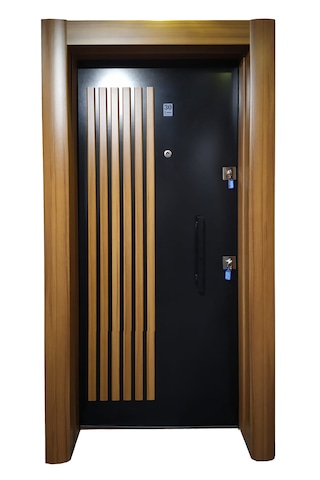 Çelik Kapı Modelleri Ahşap Kaplama Kabartmalı Daire Kapısı Sol 3