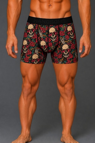 Brem Handsome Çiçekli Kurukafa Desenli Erkek Boxer Çok Renkli