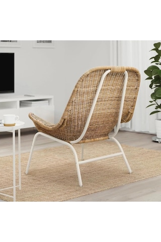 Tr Rattan Berjer Koltuk, 60x60 Cm, Beyaz Metal Çerçeveli Diğer