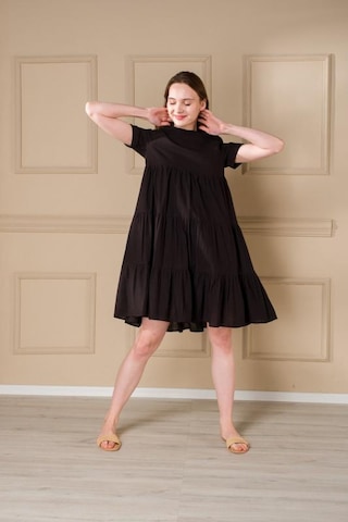 Pastelastore Kadın Yazlık Pamuk Kısa Elbise 1108 Siyah