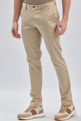 İmza Bej Armürlü Pamuklu Likralı Yan Cepli Slim Fit Dar Kesim Casual Pantolon 1003240161-bej Bej