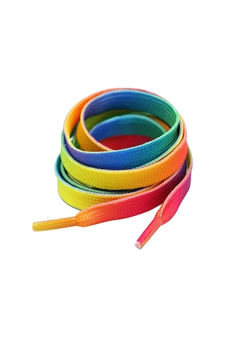 100 Cm Gökkuşağı Renkli Yassı Ayakkabı Bağcığı Çok Renkli