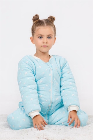 Cantoy Kız Erkek Çocuk Kalın Elyaf Dolgulu Premium Kalite 2.5 Tog Desenli Uyku Tulumu Turkuaz