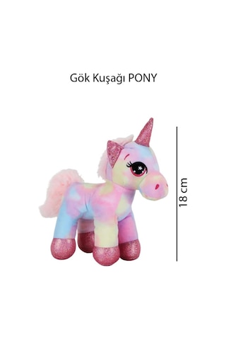 Sevimli Unikorn 18 Cm Peluş Oyuncak Pony Çok Renkli