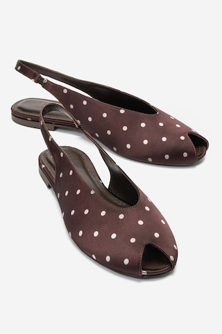 Luvi Shoes Serına Kahverengi Beyaz Puantiyeli Kadın Sandalet