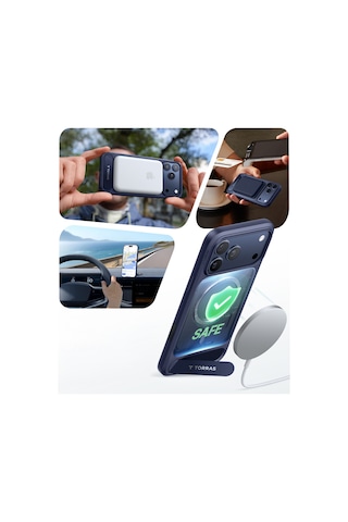 Torras Apple iPhone 17 Pro Max / 18 Pro Max Uyumlu P Stand Serisi Magsafe Kılıf Lacivert