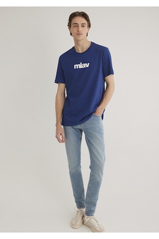 Mavi Miav Baskılı Tişört 067153-70722 Lacivert Mavi
