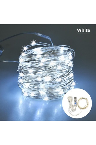 Beyaz Noel Led Işıkları 10 M Peri Işık Usb Yeni Yıl Düğün Parti Tatil Festoon Açık Sokak Çelenk Odası Aydınlatma Süslemeleri Beyaz