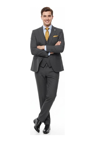 Presto Erkek Slimfit 6 Drop Yelekli Takım Elbise Siyah 794-001 Siyah