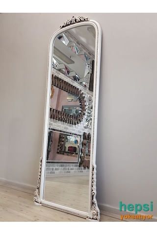 Matmazel Model Eskitme Beyaz Renk Varaklı Boy Aynası Beyaz