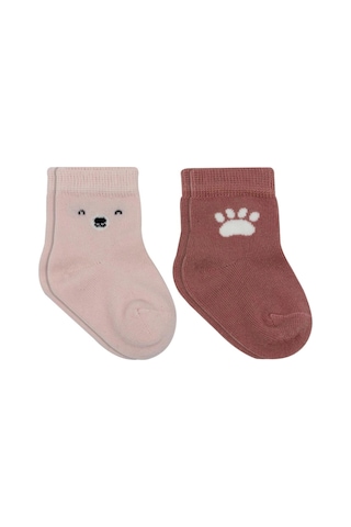 Bistyle Bear Penye Soket Çorap 2'li Bs10116 Pembe Pembe