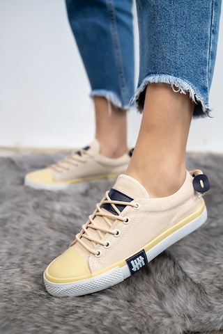 Kadın Erkek Keten Bej Sneaker Bej