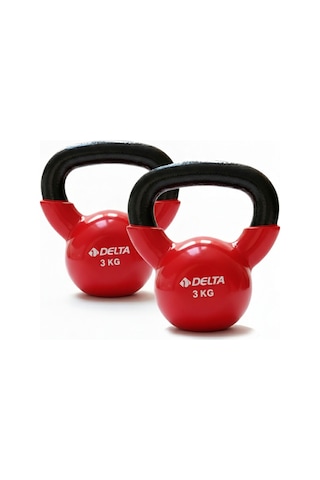 Kettlebell 3 Kg 2 Li Set Döküm Ağırlık Vinyl Kaplı Dambıl Evde Spor Squat Çaydanlık Dumbbell