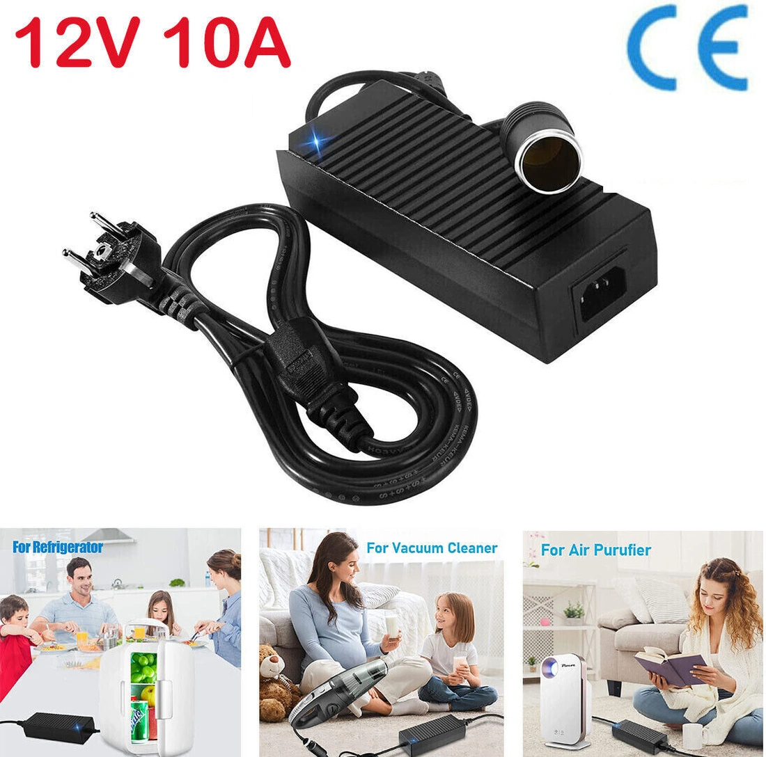 Yunboo 220v'den 12v 10a'ya Ev Çevirici, Araç Elektrikli Aletler İçin Güç Kaynağı Süpürge, Kayıt Cihazı