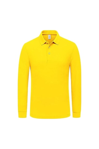 Tezzgelsin Erkek Çocuk Uzun Kol Polo Yaka Okul T-shirt Sarı