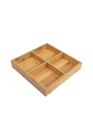 Sones Sıcak Tencere Bambu Tabak Bölmeli Tepsi Sebze Ahşap Tepsi Seti Orta Dört Izgara Bambu Tabak