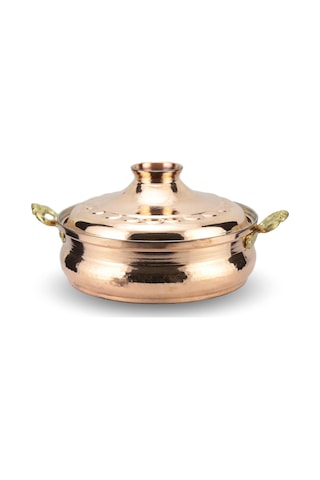 El Dövmesi Derin Karnıyarık Bakır Tencere 21 CM