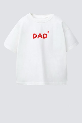 Monila Unisex Çocuk Pamuklu Bisiklet Yaka Baskılı T-shirt Beyaz - Kırmızı