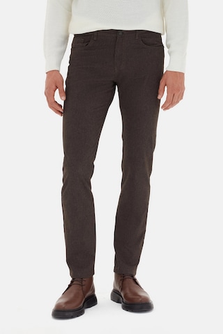 Twn Super Slim Fit Kahverengi Armürlü Chino Pantolon 5ec0305337641 Çok Renkli