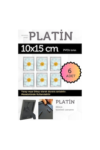 Platin-6 Adet Pvc Li 10x15 Cm 22mm Bombeli Çerçeve Fotoğraf Resim Çerçevesi Ayaklı Veya Duvara Asma Yatay-dikey 48479663