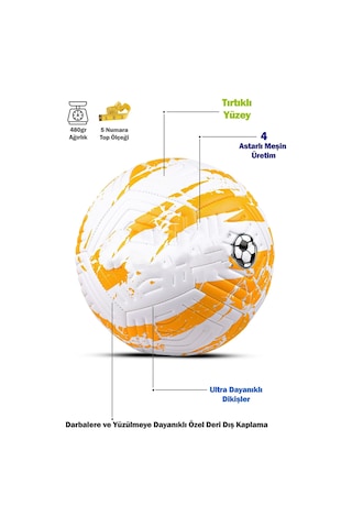 Futbol Topu Euro 2024 Beton Ve Çim Zemin İçin Uygundur 5 Numara 99376 Çok Renkli