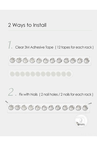 Kangvka Duvar Tipi Akrilik Gümüşlük Seti 2 Adet, 12 Elmas Şekilli Kanca İle Gümüş Ve Kolye Saklama, Kadınlar Ve Gençler İçin Pratik Hediyelik Ürün Şeffaf