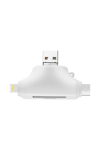 Microcase AL2743 4 in 1 SD Kart Okuyucu Type-C Lightning Micro USB to USB Çevirici Beyaz