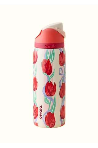 Owala 32 Oz 946 Ml Freesip Desenli Çift Katmanlı Paslanmaz Çelik Termos Kilitli Kapak Bej