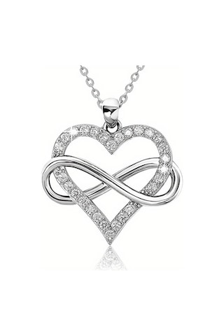 Sonsuzluk Kalpli Bayan Kolye Gümüş - Beyaz