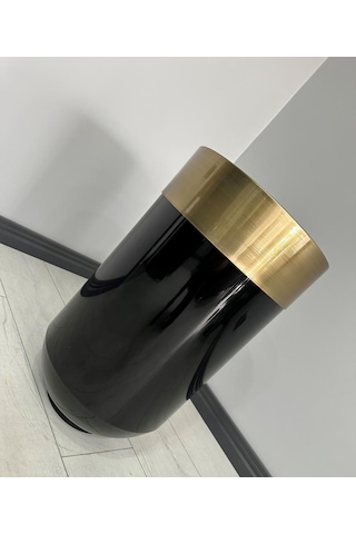 Dekoratif Eskitme Darbuka Parlak Siyah Saksı 70cm
