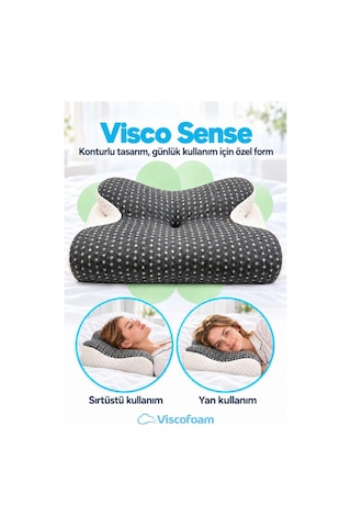 Viscosense Kelebek Yastık Visco Ortopedik Yastık - 57x37x13-11 Cm Gri