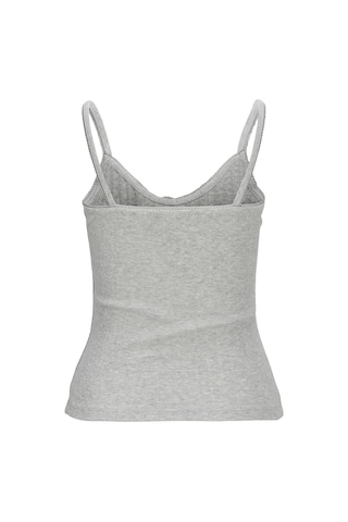 Kadin Streç Kalip Kare Yaka Üst - Lelu - 12272159 Light Grey Melange