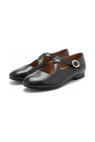 Ne&ve Shoes Siyah Hakiki Deri Çapraz Bantlı Kadın Günlük Babet