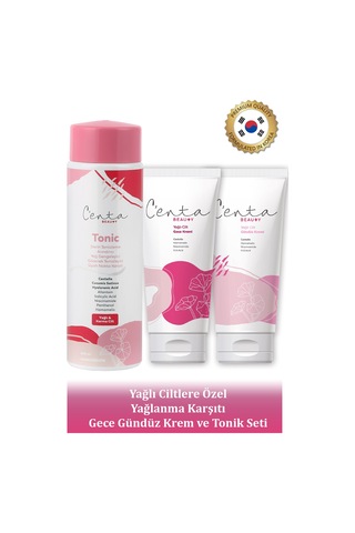 C'enta Beauty Yağlı Ciltler İçin Gece Bakım Kremi 50 ML + Gündüz Kremi 50 ML + Tonik 200 ML