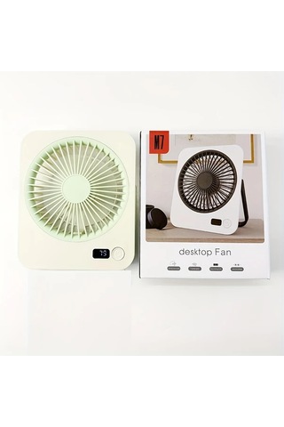 Xuweiwei Taşınabilir Usb Şarj Edilebilir Yeşil Masaüstü Fanı Sessiz Çalışma 39 C Soğutma 4 Yapraklı Avrupa Kanat Tasarımı Ofis Seyahat İçin