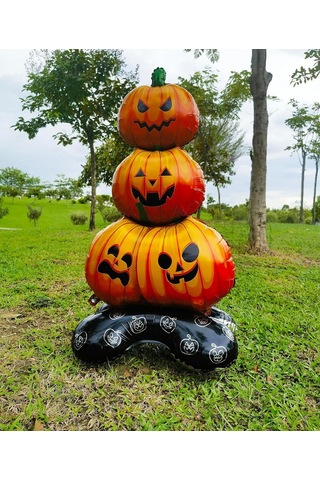 Halloween Cadılar Bayramı Balkabağı Ağacı Ayaklı Büyük Boy Folyo Balon 109x61x40 Cm
