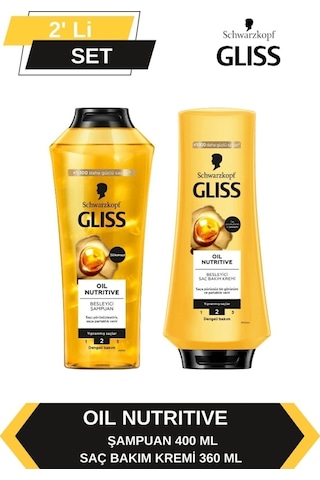 Gliss Oil Nutritive Şampuan 400 ML + Saç Kremi 360 ML