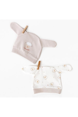 Andywawa Bebek Tinny's Sheeps 2'li Şapka Set Ac26157 Beige